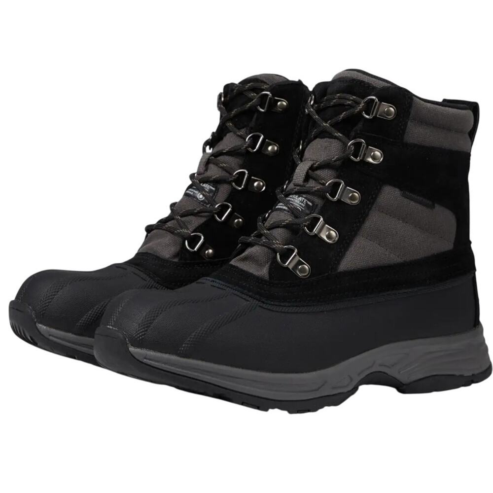 Propet Mens Cortland Boots Size 12 X 3E EU 45.5 Black Canvas Waterproof NIB